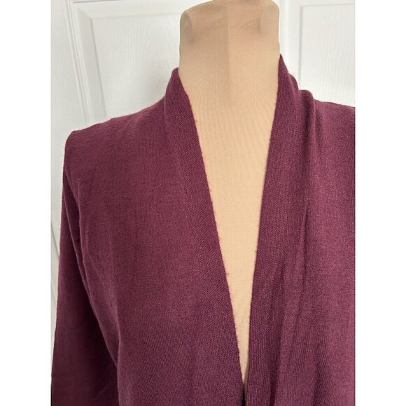 Evolution By Cyrus Womens Open Front Cardigan Sweater Burgundy 3/4 Sleeve Size S - Picture 2 of 9
